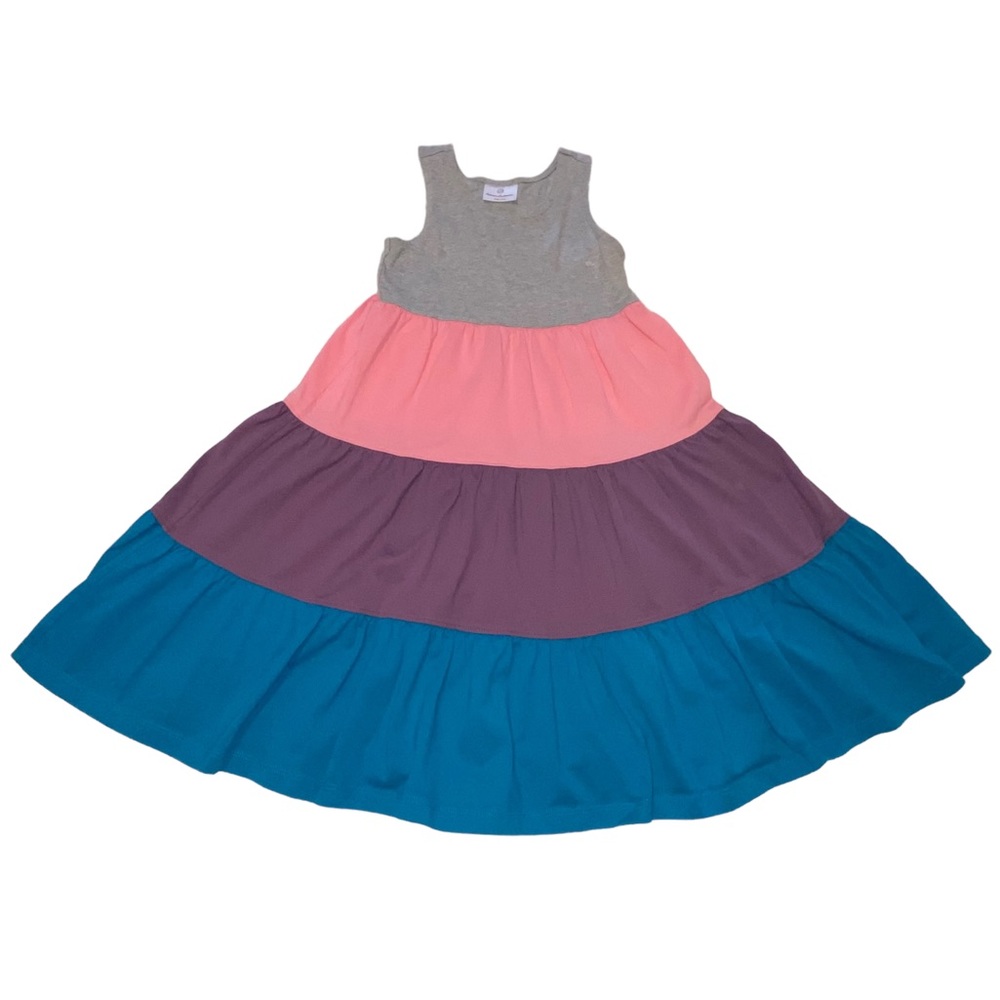 Hanna Andersson Colorblock,Gray,Pink,Purple & Teal Twirl  Dress Size 120 US(6-7)